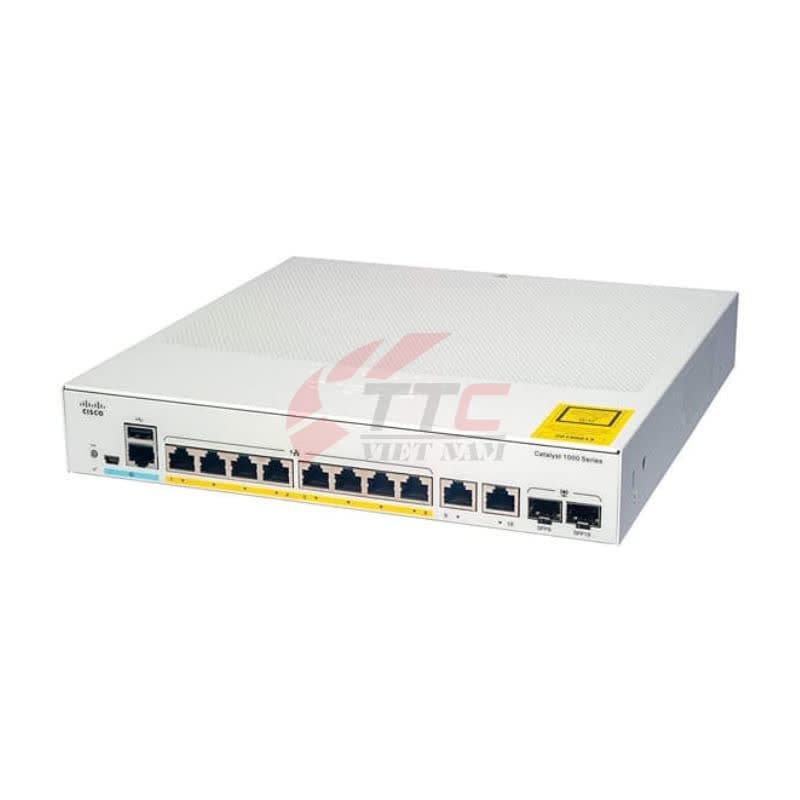 Switch Cisco C1000-8FP-2G-L with 8 Ports PoE+ 120W, 2 port GE Combo Uplink