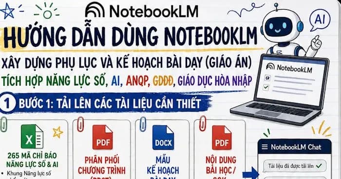 Cách tạo phụ lục và giáo án tích hợp NLS, ANQP, GDĐĐ trên NotebookLM