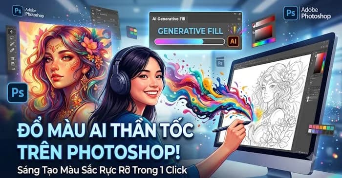 Hướng dẫn chi tiết cách sử dụng công cụ đổ màu AI trên Photoshop