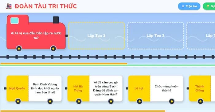 Hướng dẫn chi tiết cách tự tạo trò chơi kéo thả Đoàn tàu tri thức